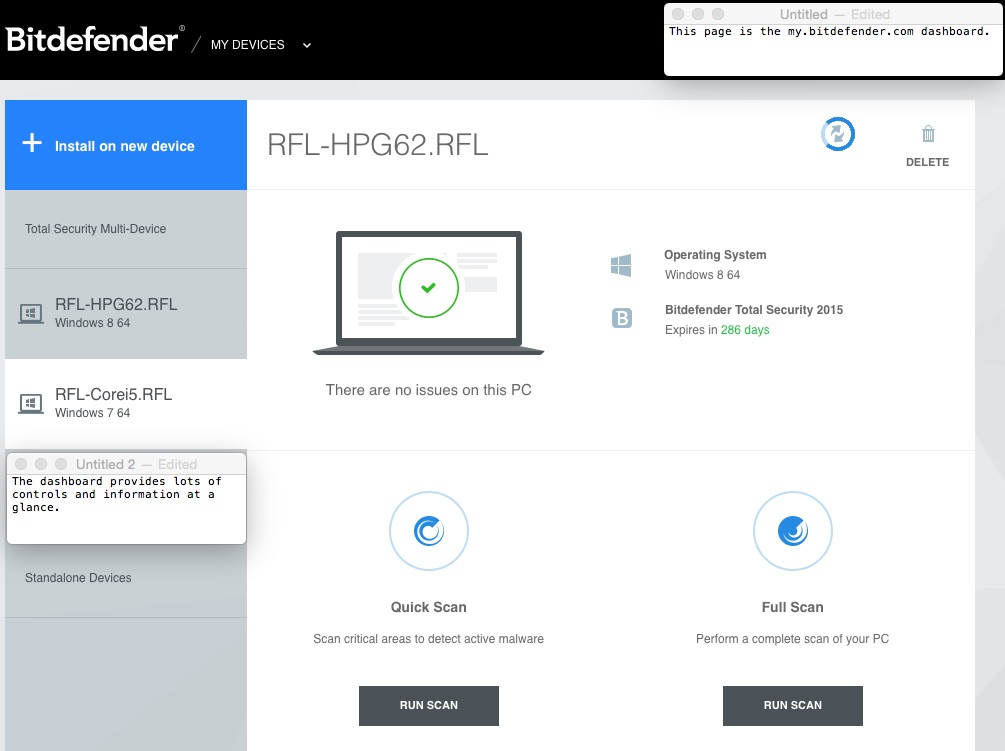 My Bitdefender Device Controls