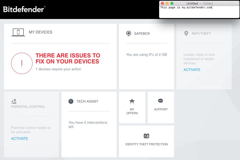 My Bitdefender Dashboard